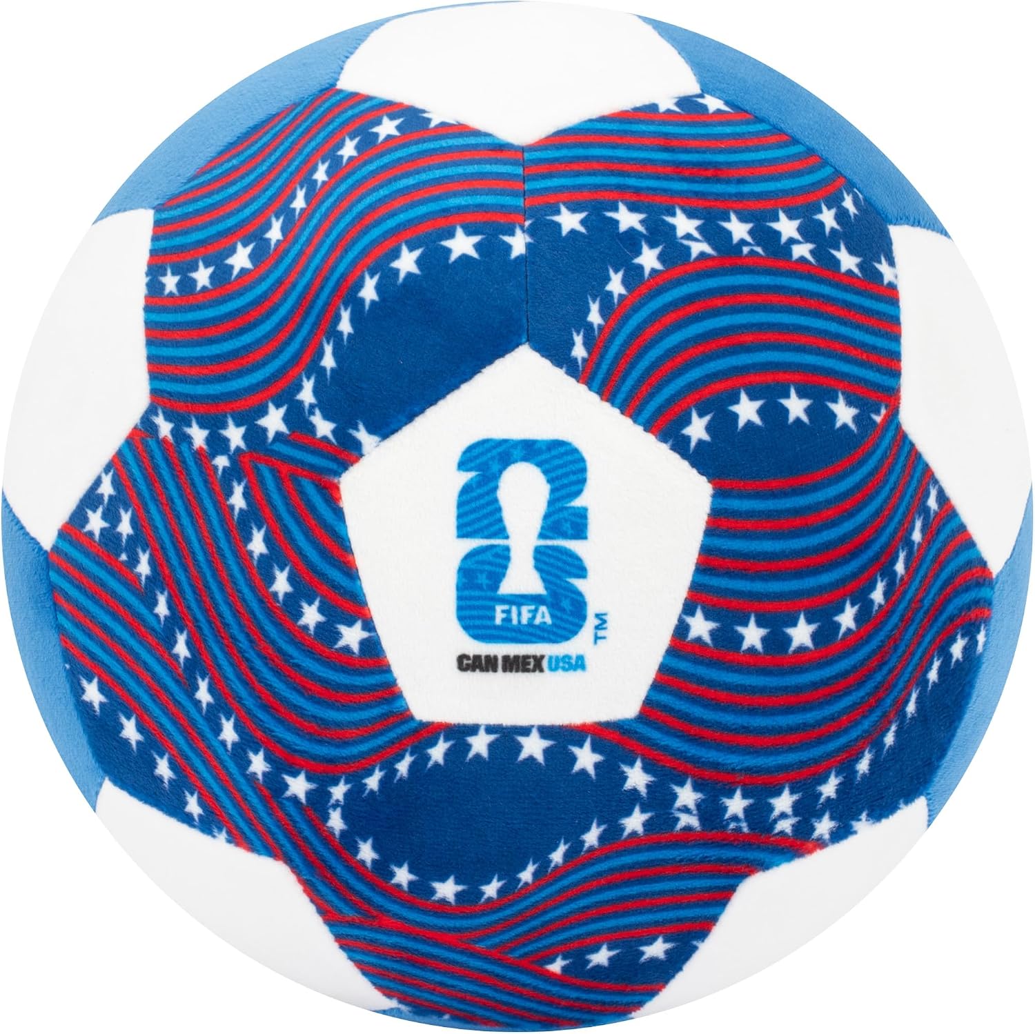 Jazwares FIFA® World Cup 2026 USA 9-Inch Plush Soccer Ball - Soft, Collectible World Cup™ Plush Toy - National Team Stars and Stripes Design - Ages 3+