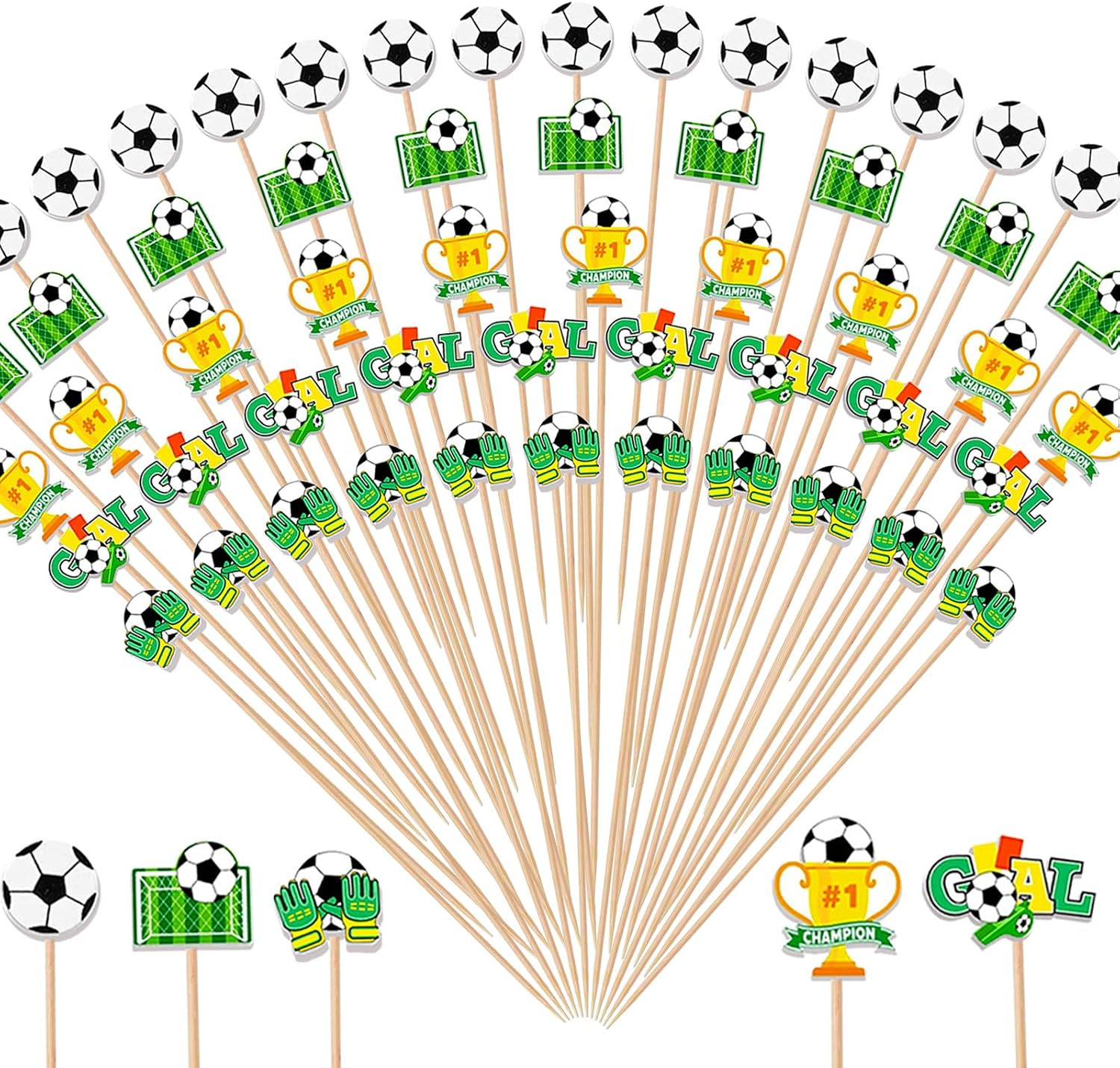 NUMONE 100Pcs World Soccer Cup Cocktail Picks, Soccer Ball Toothpick Skewers for Appetizer Charcuterie, 2026 Champions League Game Day Birthday Sports Party Decorations
