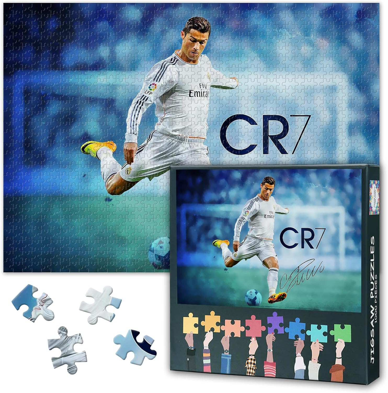 Cristiano Ronaldo Football Stadium 1000 Piece Jigsaw Puzzle: Legendary Soccer Arena Wall Art, Premium Textured Sports Memorabilia for Diehard Fans & Man Cave Decor, 27.5x19.7 Inch