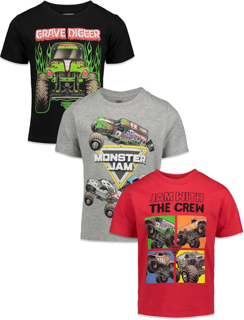 3 Pack T-Shirts Toddler to Big Kid Grave Digger El Toro Loco Monster Mutt