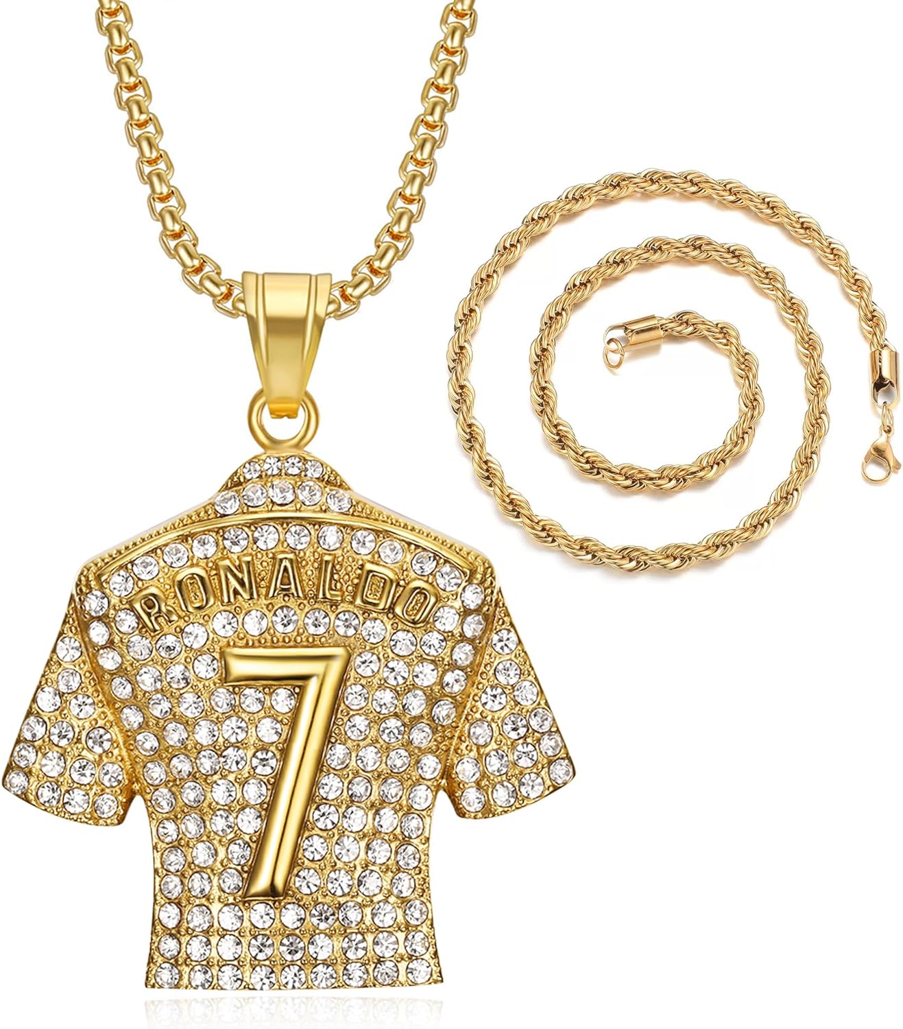 Number 7 Soccer Jersey Pendant Necklace, No.7 Soccer Jersey Ball Necklace for Men Women Gold Silver Number Football Necklace Rock Football Player Charm Jewelry