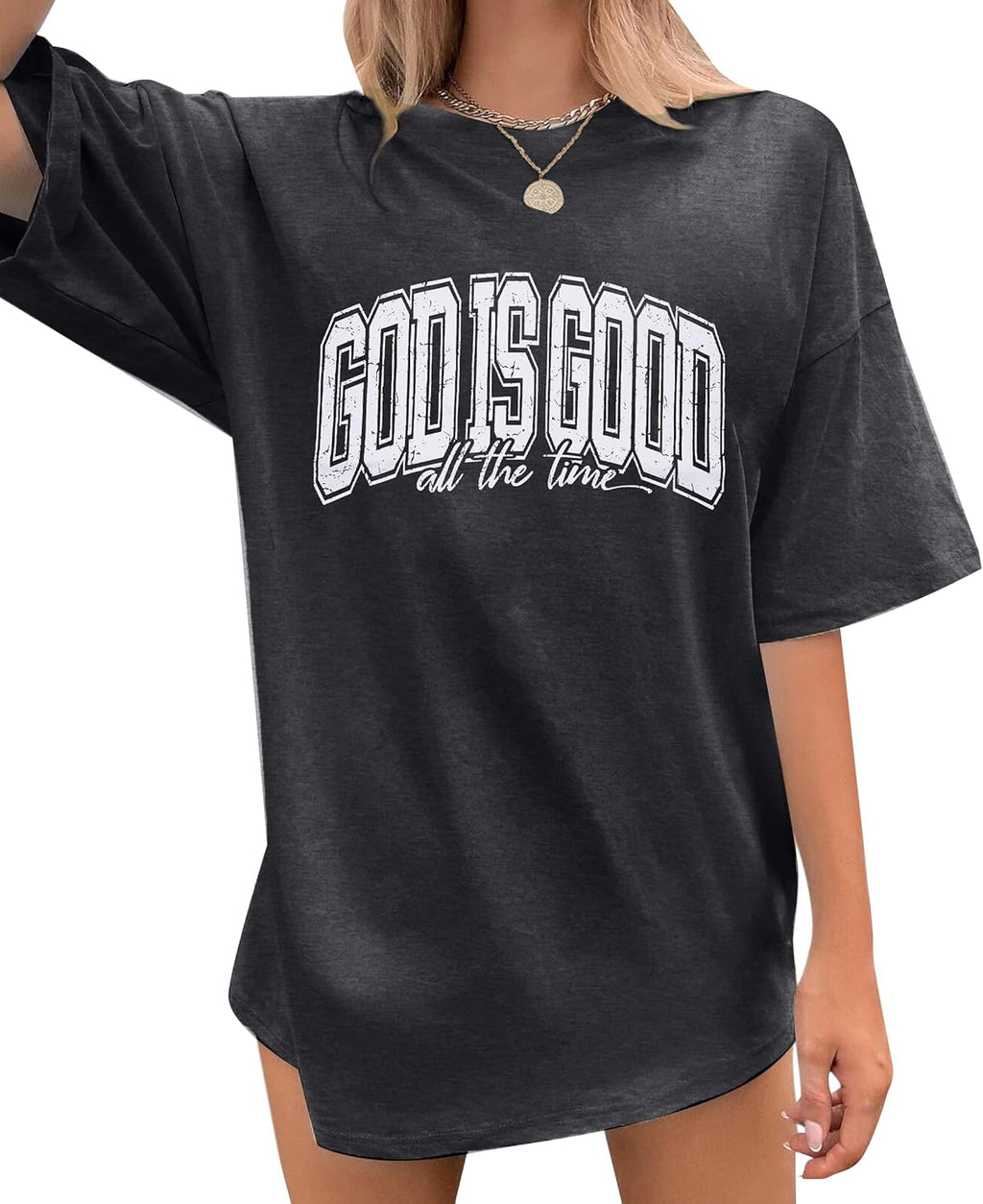 God is Good Shirt Christian Shirts Women Jesus Graphic Shirts Oversized Workout Gym Religious Baggy Tee Bible Verse Tee Tops