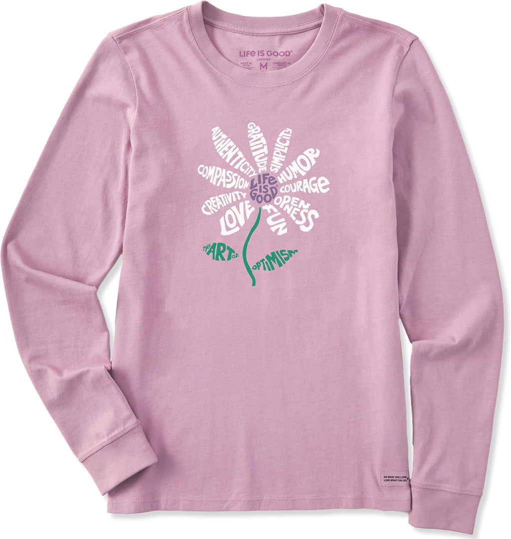 Women's Crusher Tee Shirt, Long Sleeve Cotton Graphic T-Shirts, Superpowers Daisy