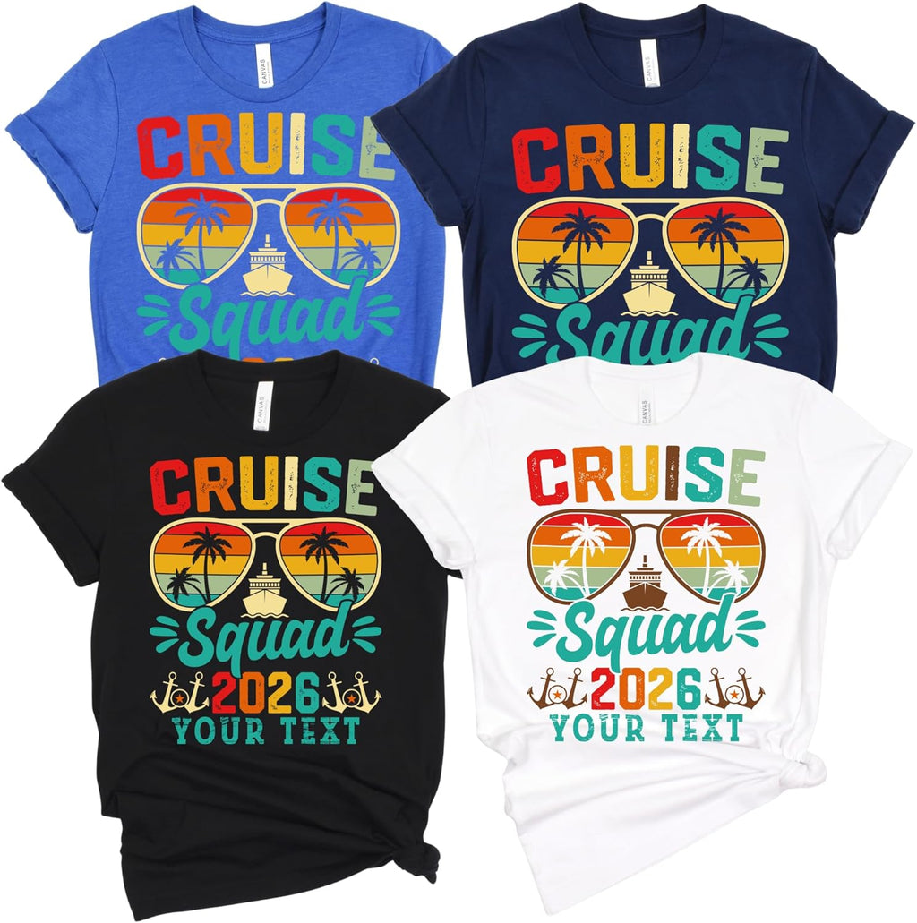 Custom Cruise Squad 2026 Family Matching Shirts, Personalized Cruise Crew Graphic Outfits, Customizable Cruisin Holiday Tees