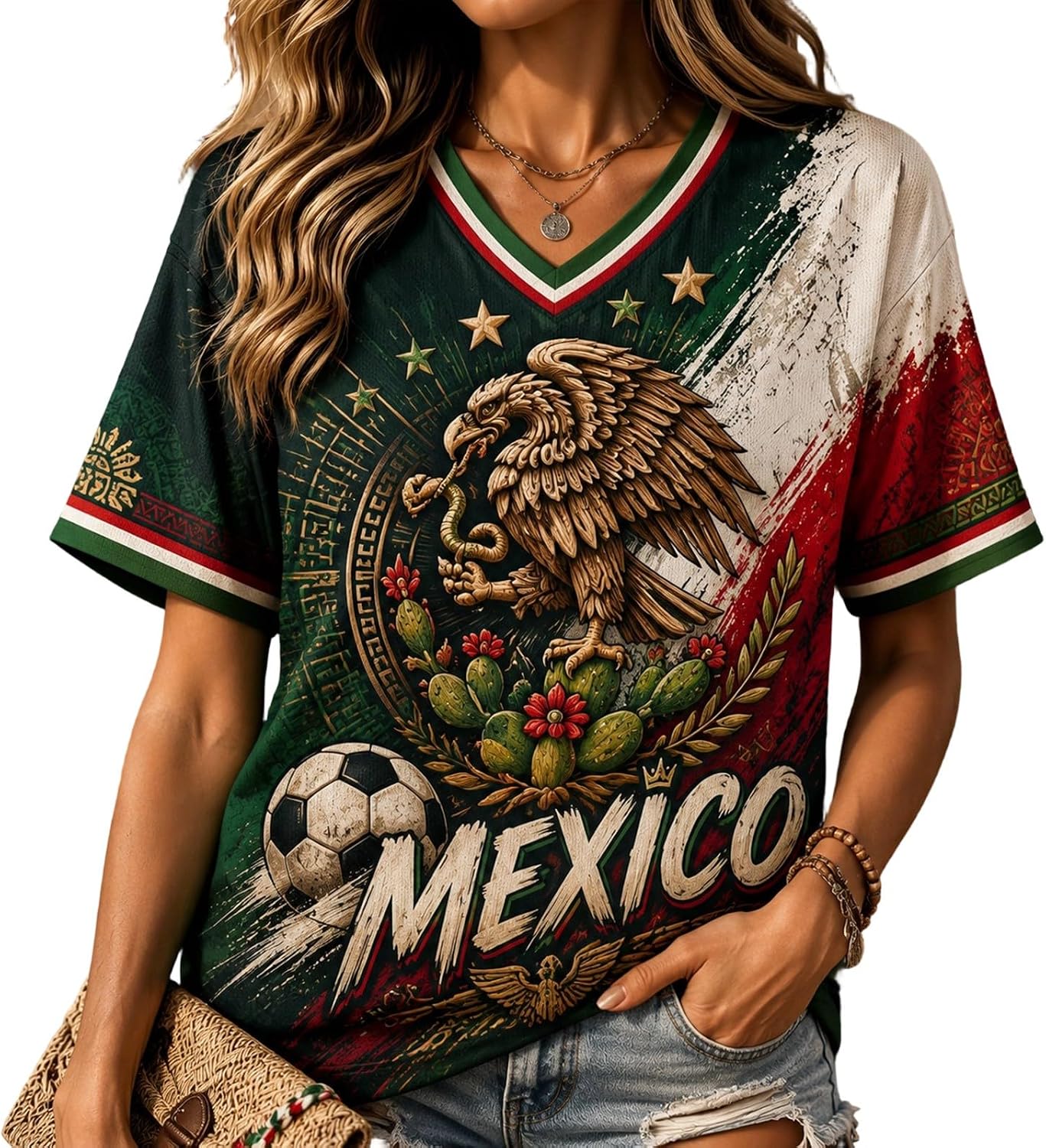 Jersey for Women World Soccer Fans Jerseys Soccer Cup 2026 Jersey Short Sleeve V Neck Shirts Flag Sport Tops Summer