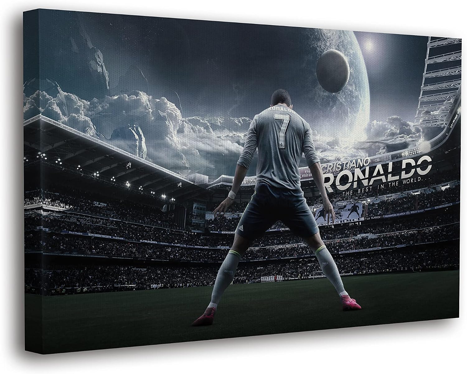 Cristiano Ronaldo Soccer Superstar Wall Art Canvas Decor,Colorful Ronaldo Soccer Home Room Decor, Framed Poster (RONALDO BEST IN WORLD, 8" x 12" - Ready to Hang)