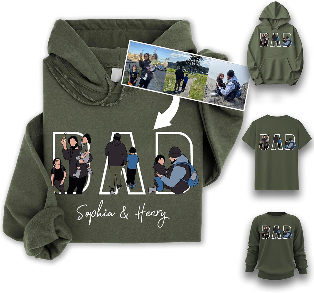 Personalized Dad Hoodies, Shirt, Sweatshirt With Custom Photo, Custom Dad Gifts, Father's Day 2025 1