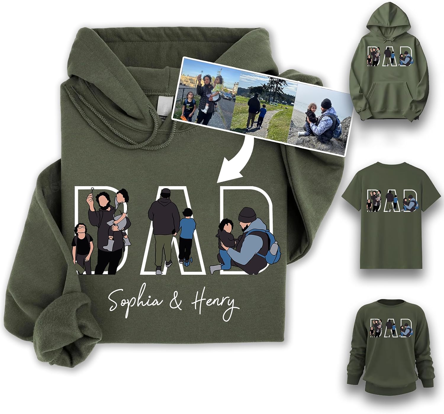 Personalized Dad Hoodies, Shirt, Sweatshirt With Custom Photo, Custom Dad Gifts, Father's Day 2025 1