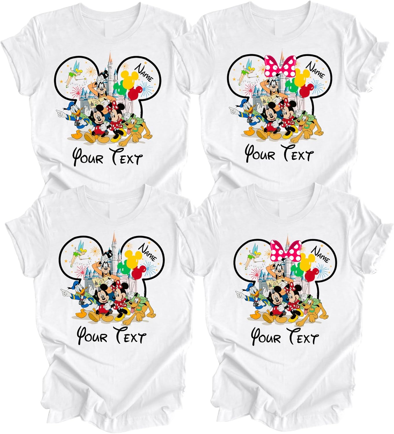 Family Vacation Custom Shirt – Personalized Castle Theme Tee with Balloons and Fireworks – Matching Group Trip T-Shirt