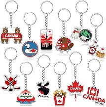 Nosiny 12 Pack Canada Keychain Acrylic Key Rings Maple Leaf Keychain Canada Gifts Souvenir for Women Men Collection Canadian Themed Party Decorations Purse Handbag Charm Pendant