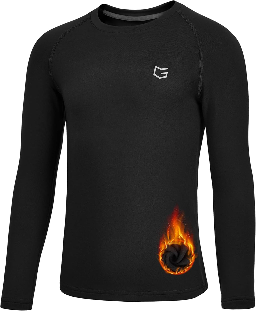 Youth Boys Compression Thermal Shirt Long Sleeve Fleece Undershirt for Boy Football Baseball Soccer Base Layer