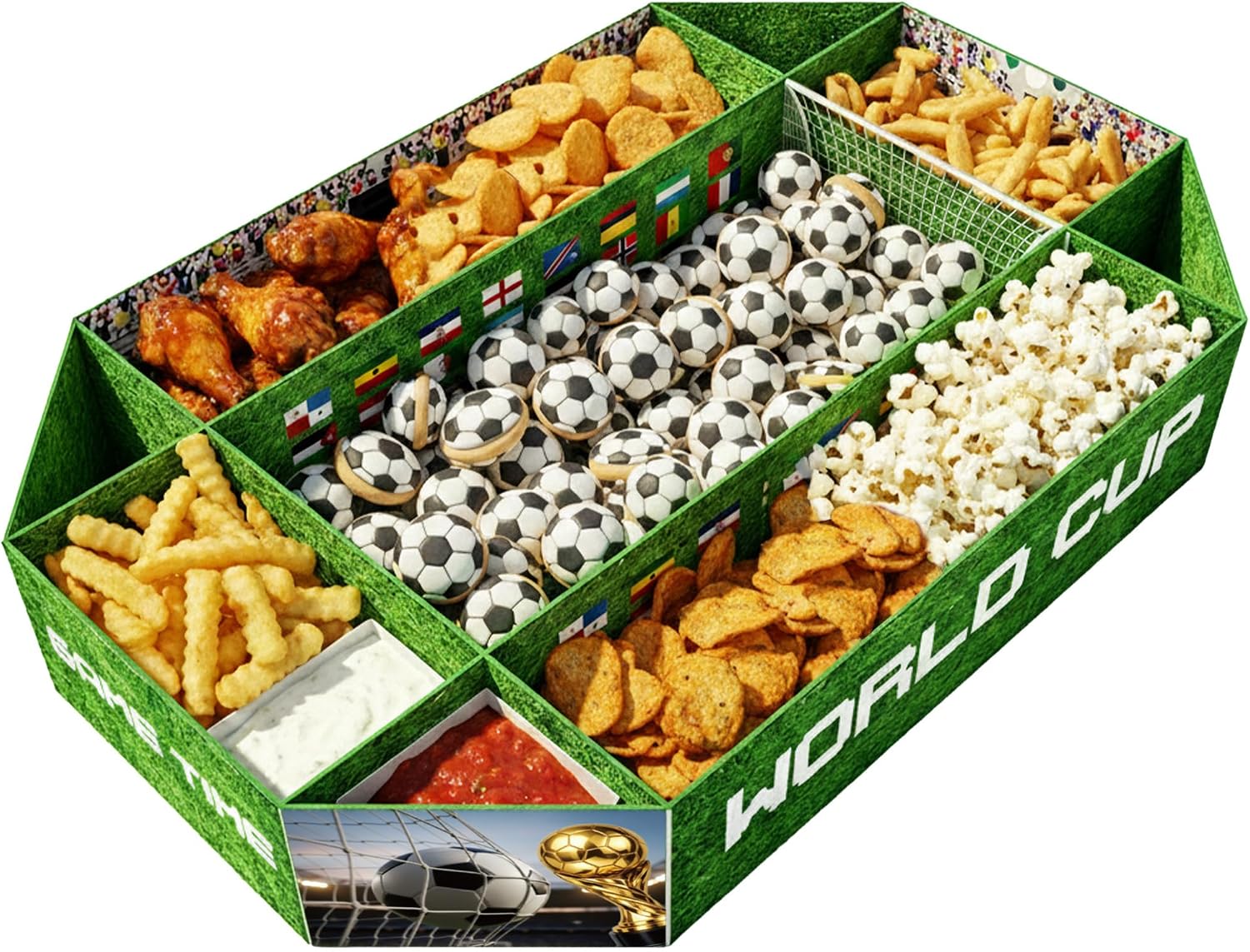 World Cup Decorations 2026 – Large Soccer Snack Serving Tray & Soccer Party Decorations, Paper Divided Appetizer Food Snack Holder for World Cup Decor, Birthday & Soccer Theme Party Favors