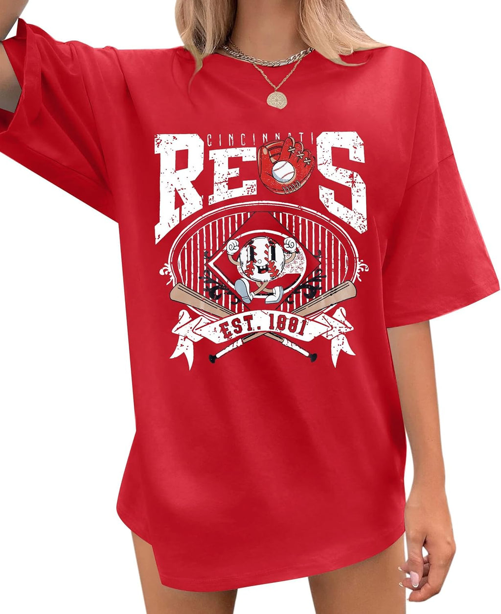 Baseball Shirt Women Oversized Game Day Fan T-Shirt Baseball Season Short Sleeve Tops