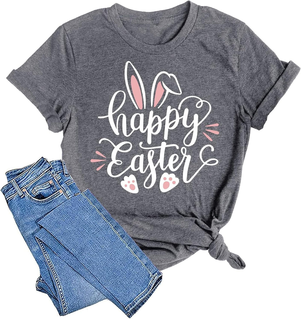 Women Easter Teacher Shirts: Funny Treat All with Kindness T-Shirt Bunny Rabbit Tee Tops