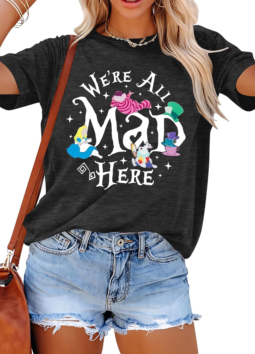 Magical Shirt Women Magic Princess T-Shirt We're All Mad Here Fairy Graphic Shirts Vacation Party Casual Short Sleeve Top