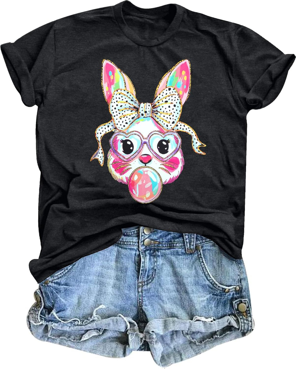 Easter Shirts for Women: Happy Easter Shirts Bunny Shirt Cute Rabbit Graphic Tshirt Casual Short Sleeve Tee Tops