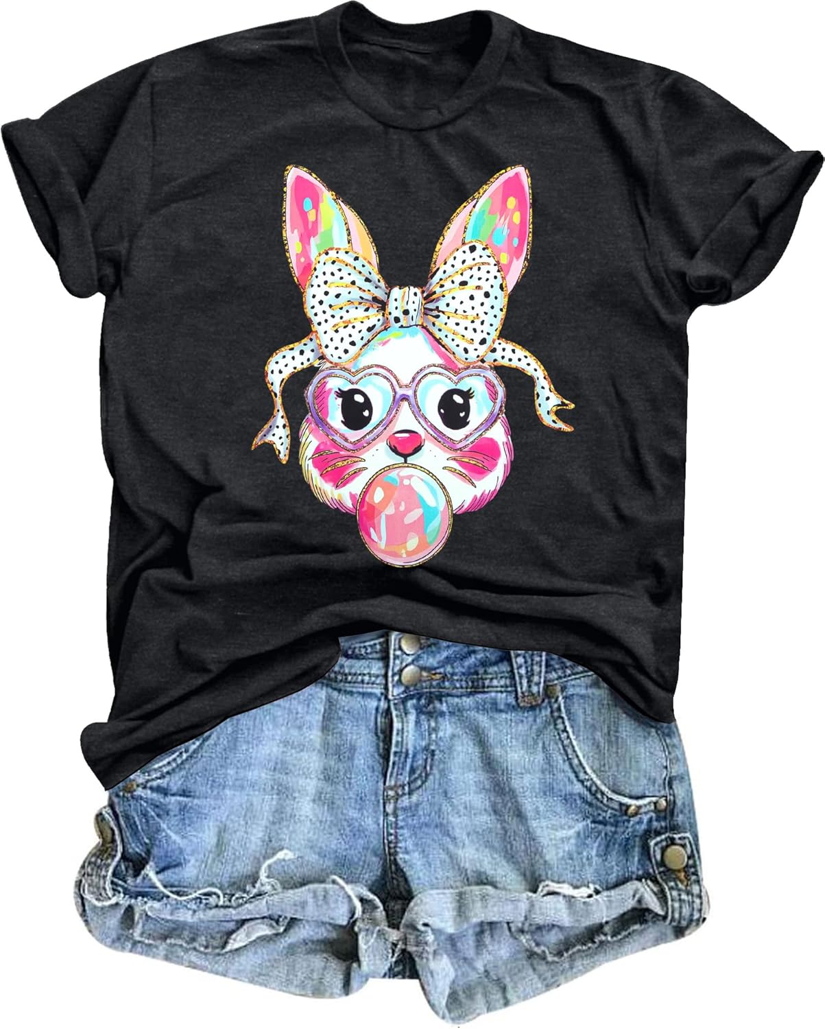 Easter Shirts for Women: Happy Easter Shirts Bunny Shirt Cute Rabbit Graphic Tshirt Casual Short Sleeve Tee Tops
