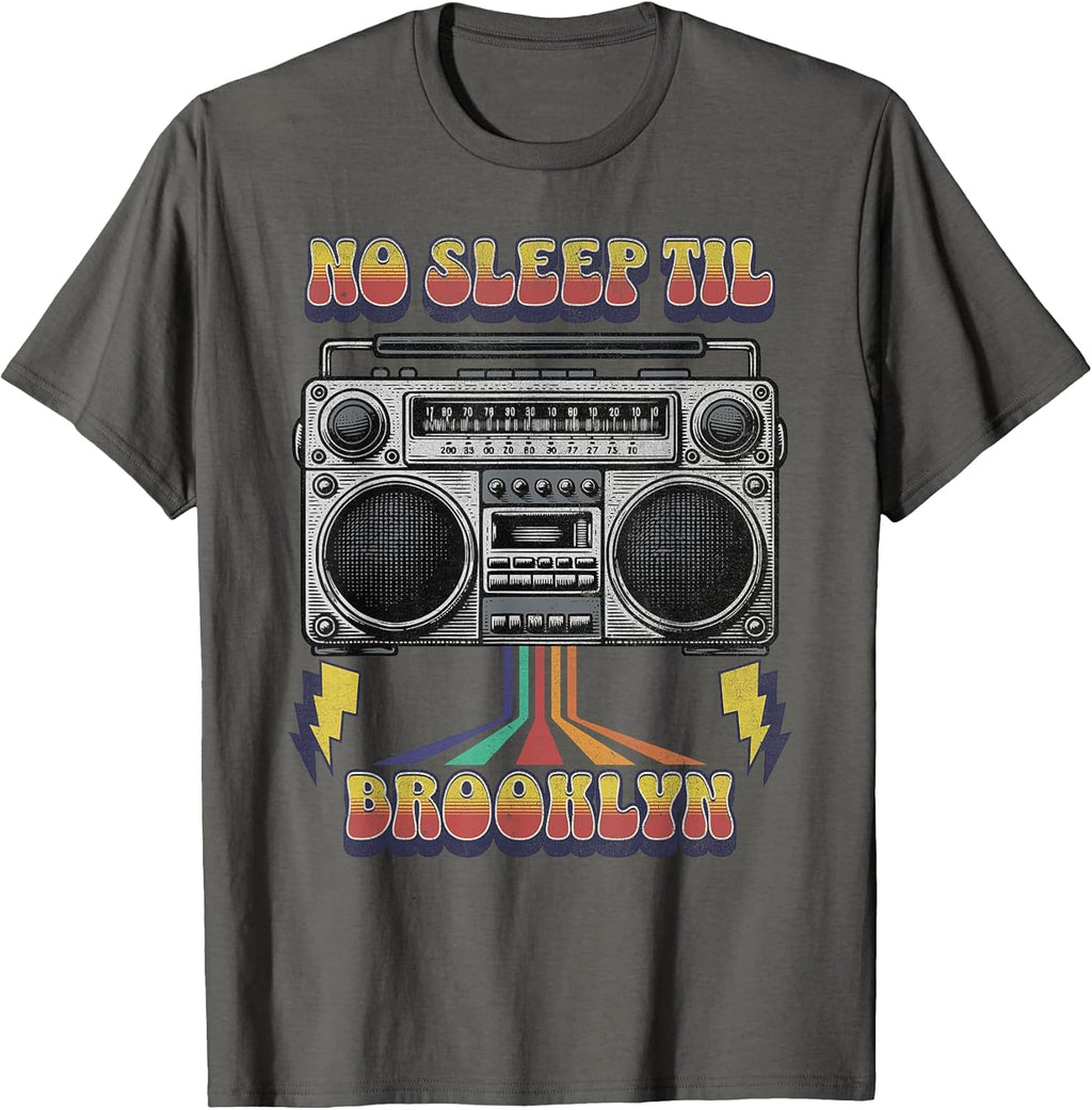 Vintage No Sleep Til Brooklyn Retro Style Stereo Radio T-Shirt