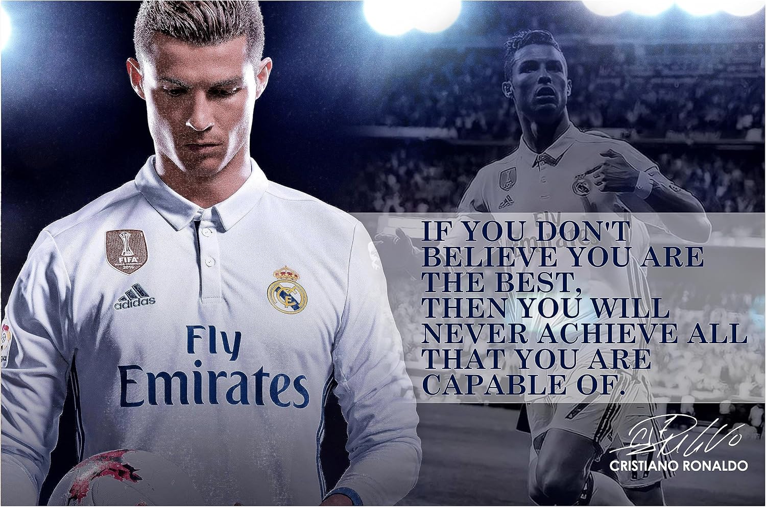 Cristiano Ronaldo Motivational Poster Quote Inspirational Quotes Classroom Posters Mens Soccer Pro Coaching Wall Art Growth Mindset Teacher Educational Signed Memorabilia Sports Decor Jersey Boys P115