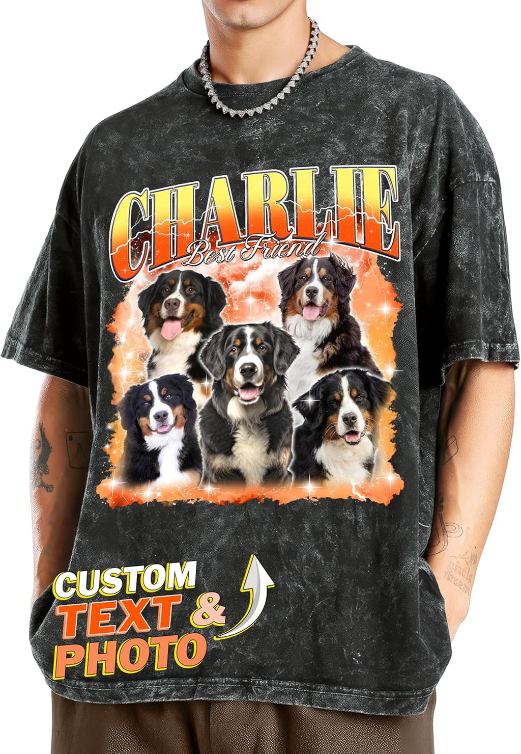 Custom T Shirts with Text & Picture,Vintage Bootleg Rap Tee for Boyfriend Girlfriend,Gift on Birthday Anniversary