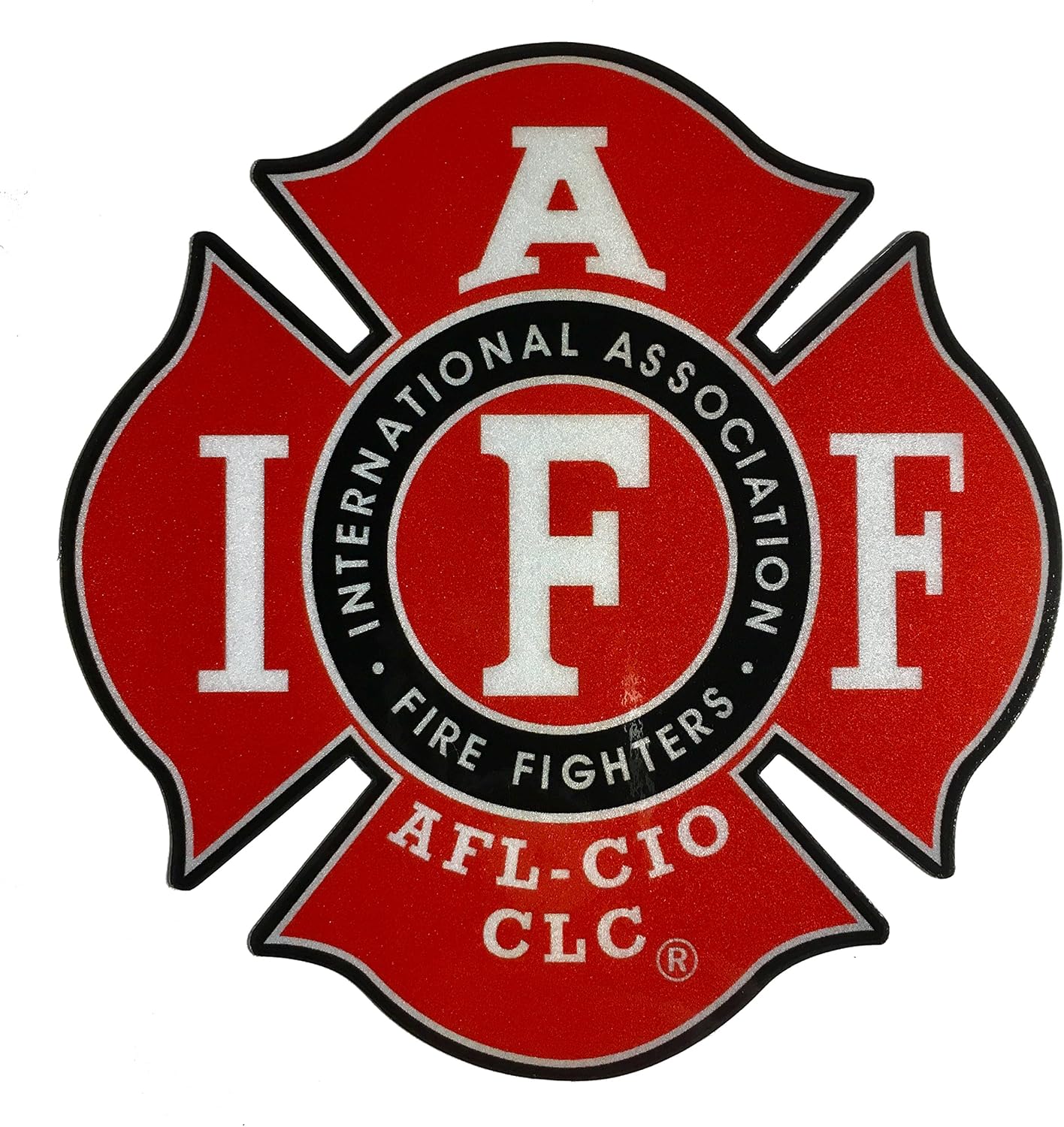 The Classic 4" Reflective IAFF Union Sticker True Red Vinyl Firefighter US Made Window Decal