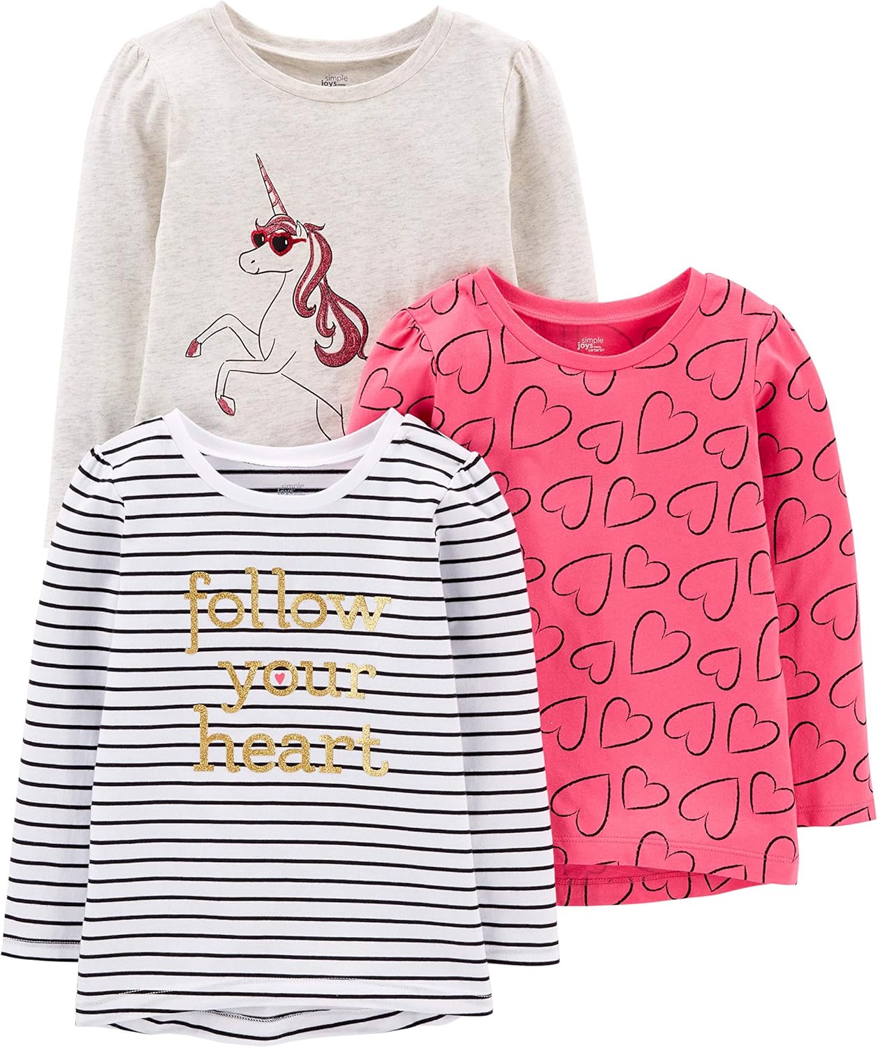 Baby Girls' 3-Pack Graphic Long-Sleeve Tees