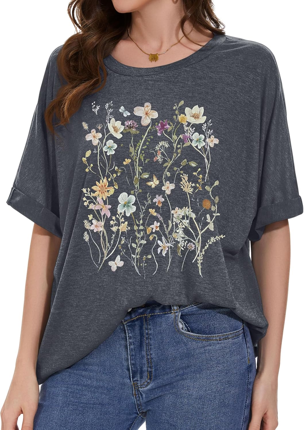 Oversized Tshirts for Women Summer Short Sleeve Casual Basic Tee Tops Loose Fit Shirts