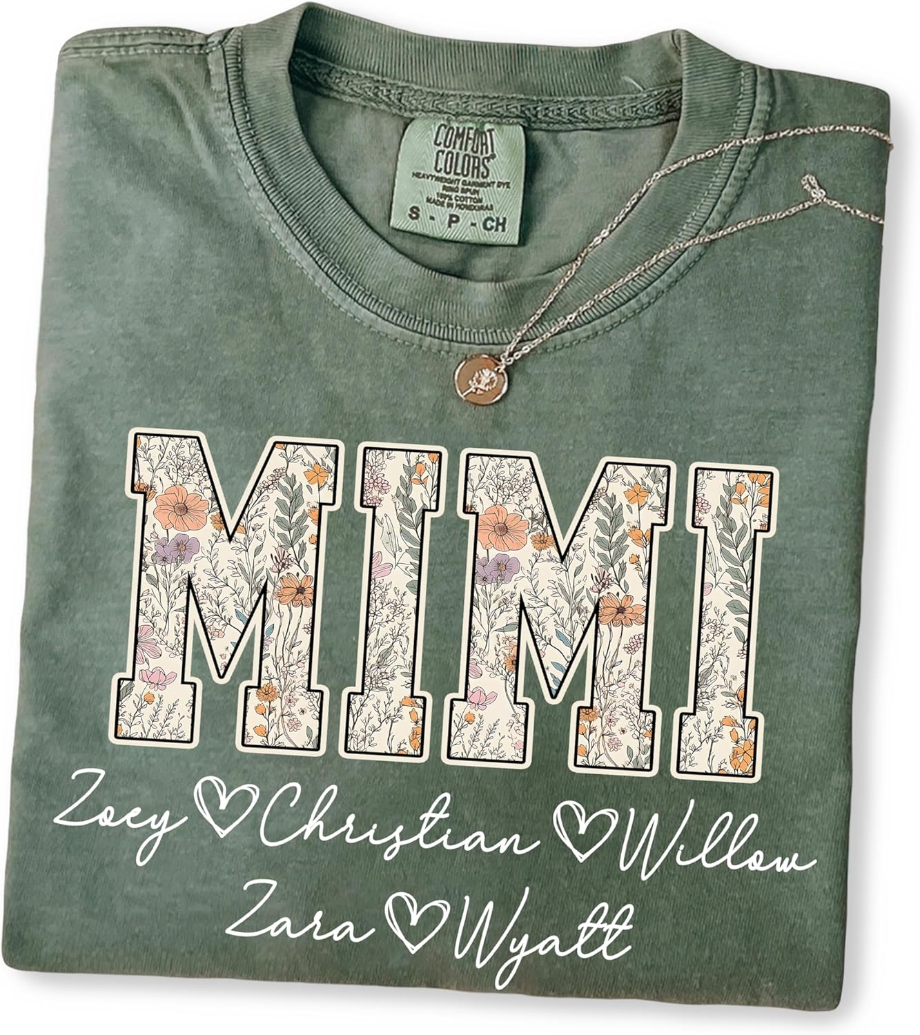 Personalized Floral Mama Grandma Shirt with Kids Name, Custom Gifts for Mom Grandma, Mother’s Day Shirt for Women