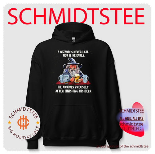 A wizard is never late nor is he early he arrives precisely after finishing his beer shirt