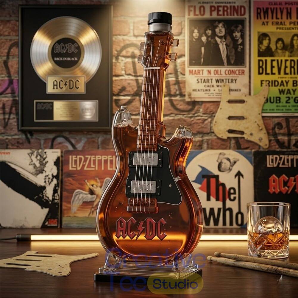 AC/DC Guitar Shaped Limited Edition Whiskey Bottle