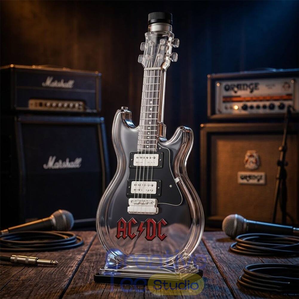 AC/DC Guitar Shaped Limited Edition Whiskey Bottle