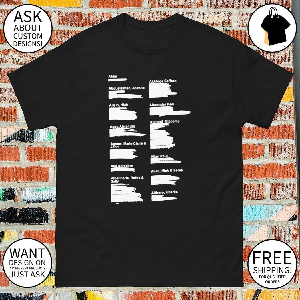 Abby Joanna Abousleiman Nick Adam Pam Alexander Alejandro Agag Marie Claire John Agnew Azzedine Alai shirt