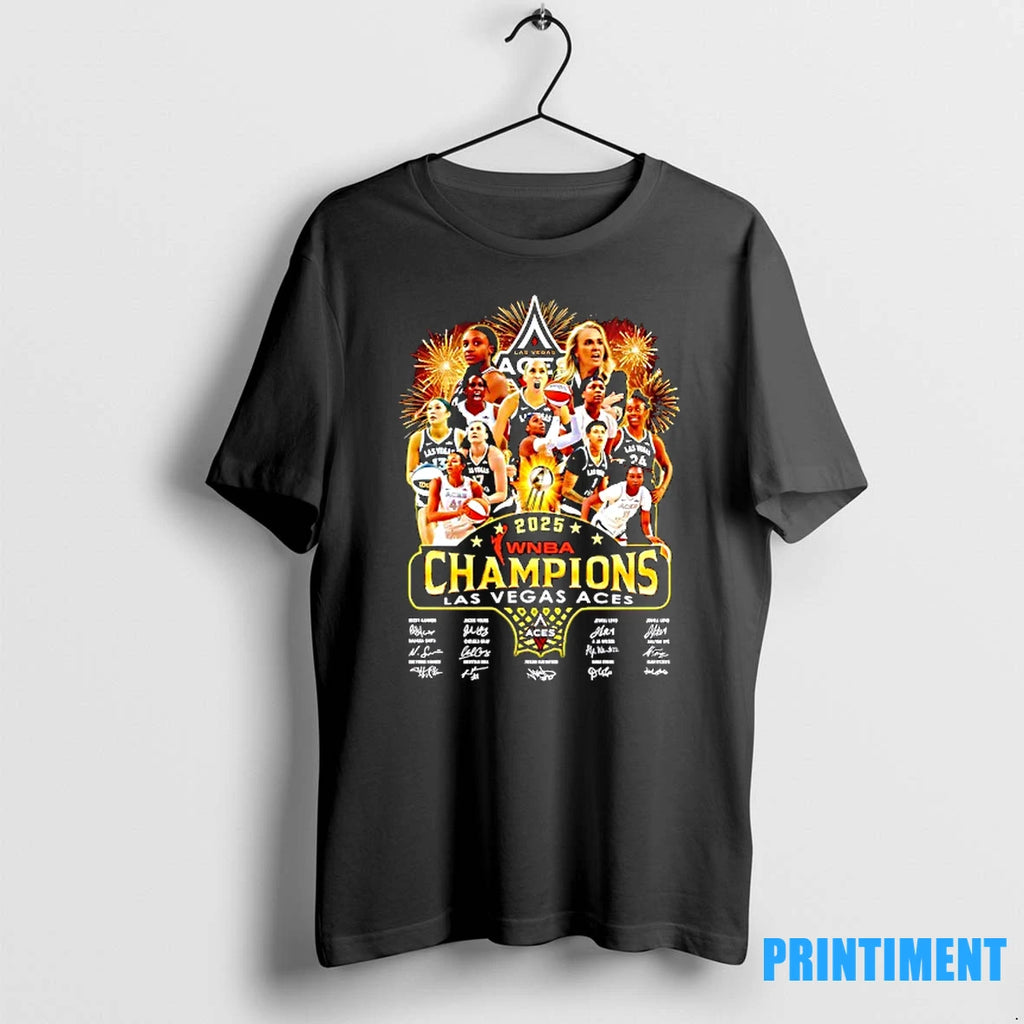 Aja Wilson And Teammates Las Vegas Aces Champions Wnba 2025 Signature Tshirts Sweater