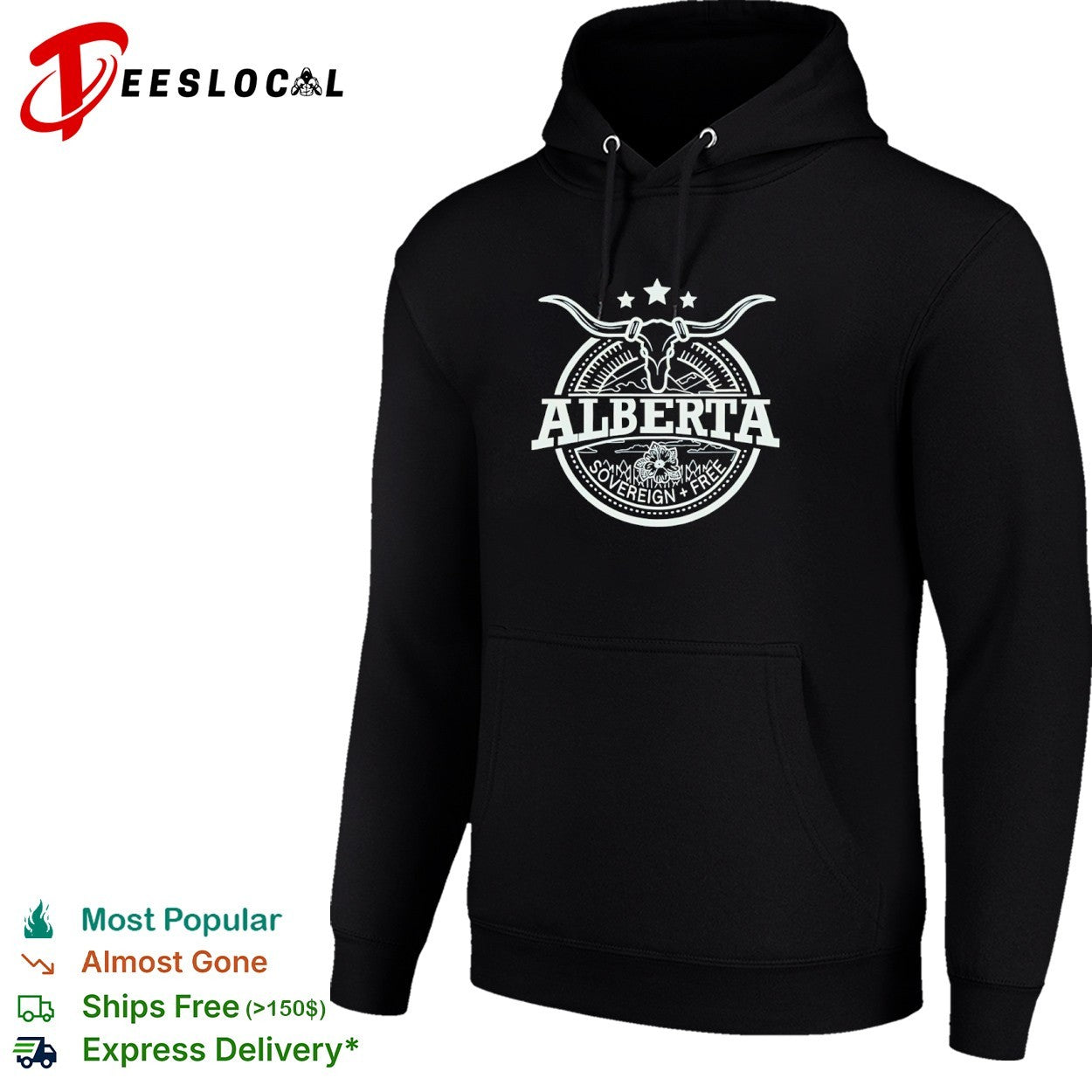 Alberta Canadian province cow skull sovereign free shirt