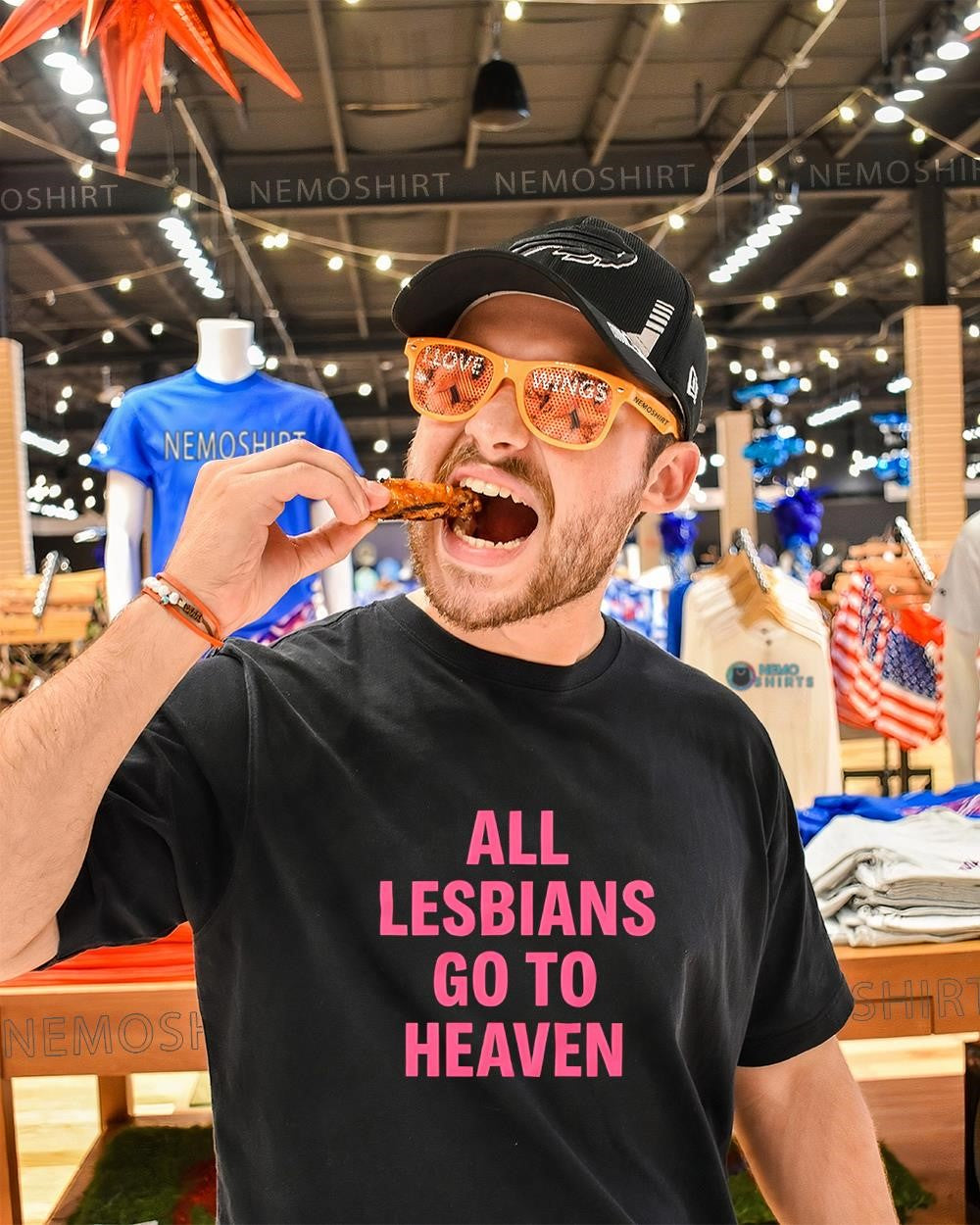 All lesbians go to heaven graphic text shirt