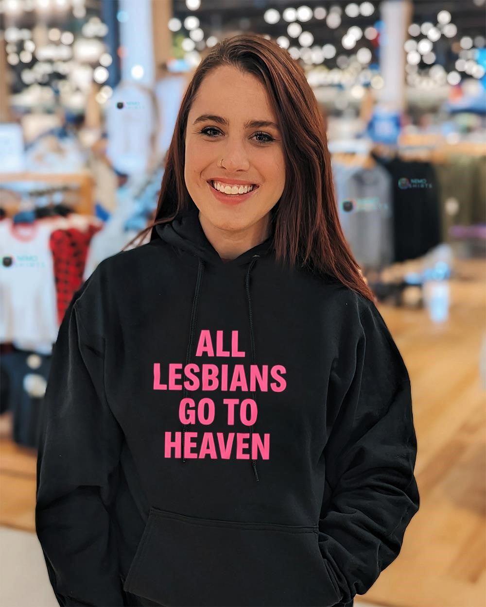 All lesbians go to heaven graphic text shirt