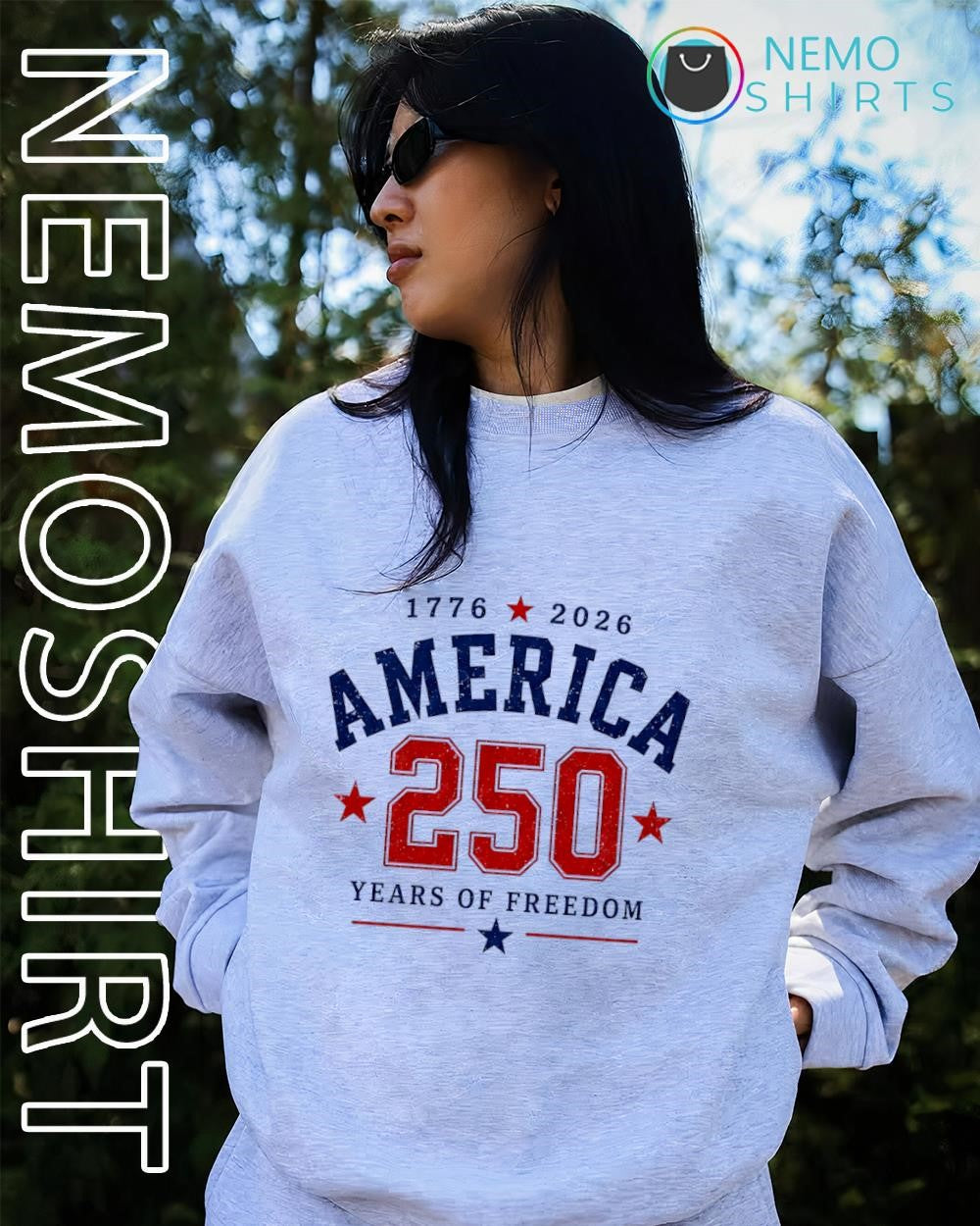 America 250 years of Freedom 1776-2026 collegiate patriotic shirt