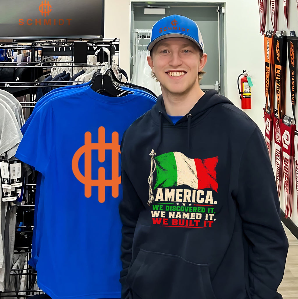 America we discovered it we named it we built it Italian flag shirt