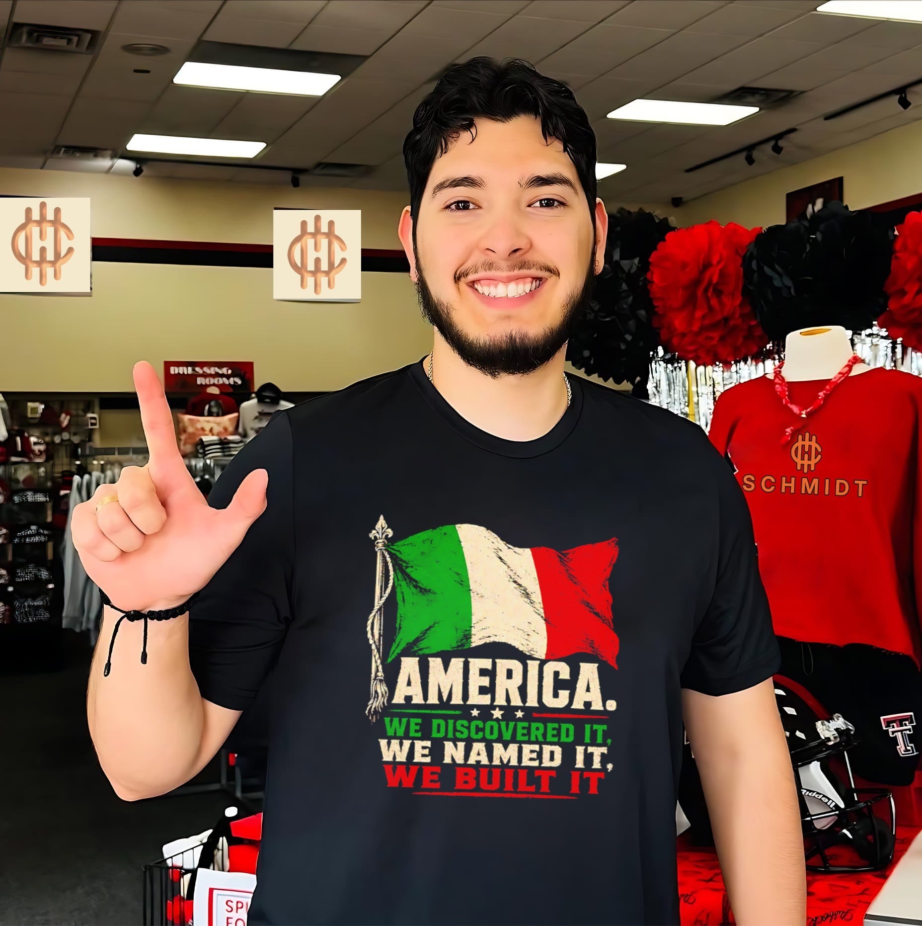 America we discovered it we named it we built it Italian flag shirt