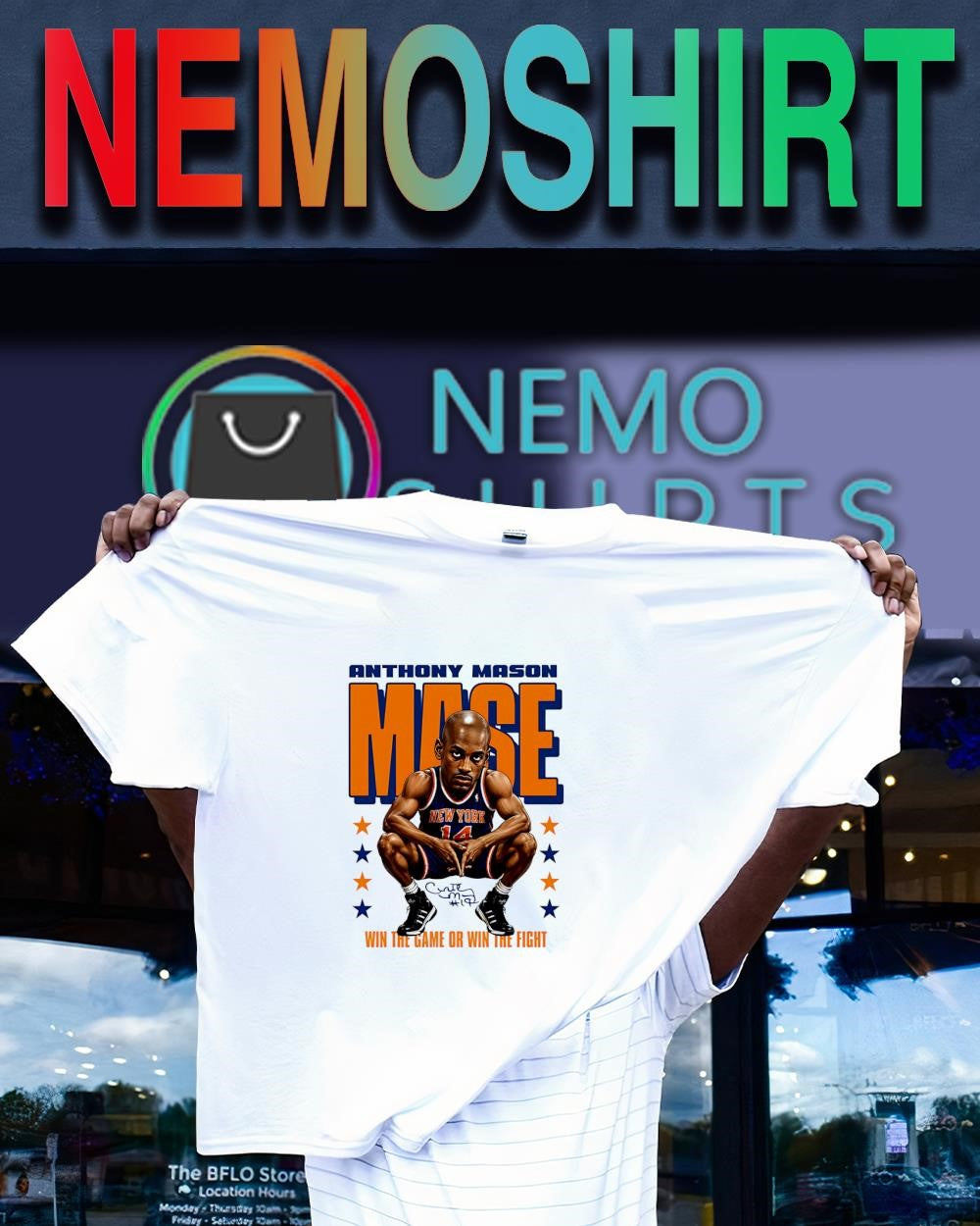 Anthony Mason New York Knicks renowned forward win the game or win the fight signature shirt
