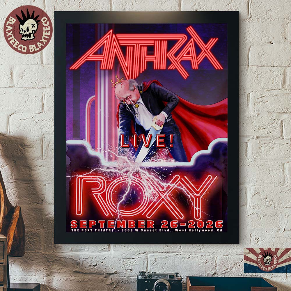 Anthrax West Hollywood CA 2026 Event Poster Live At The Roxy Theatre On September 26 2026 Decor Poster Canvas