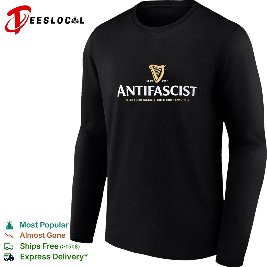 Antifascist trade union football and alcohol committee harp logo shirt