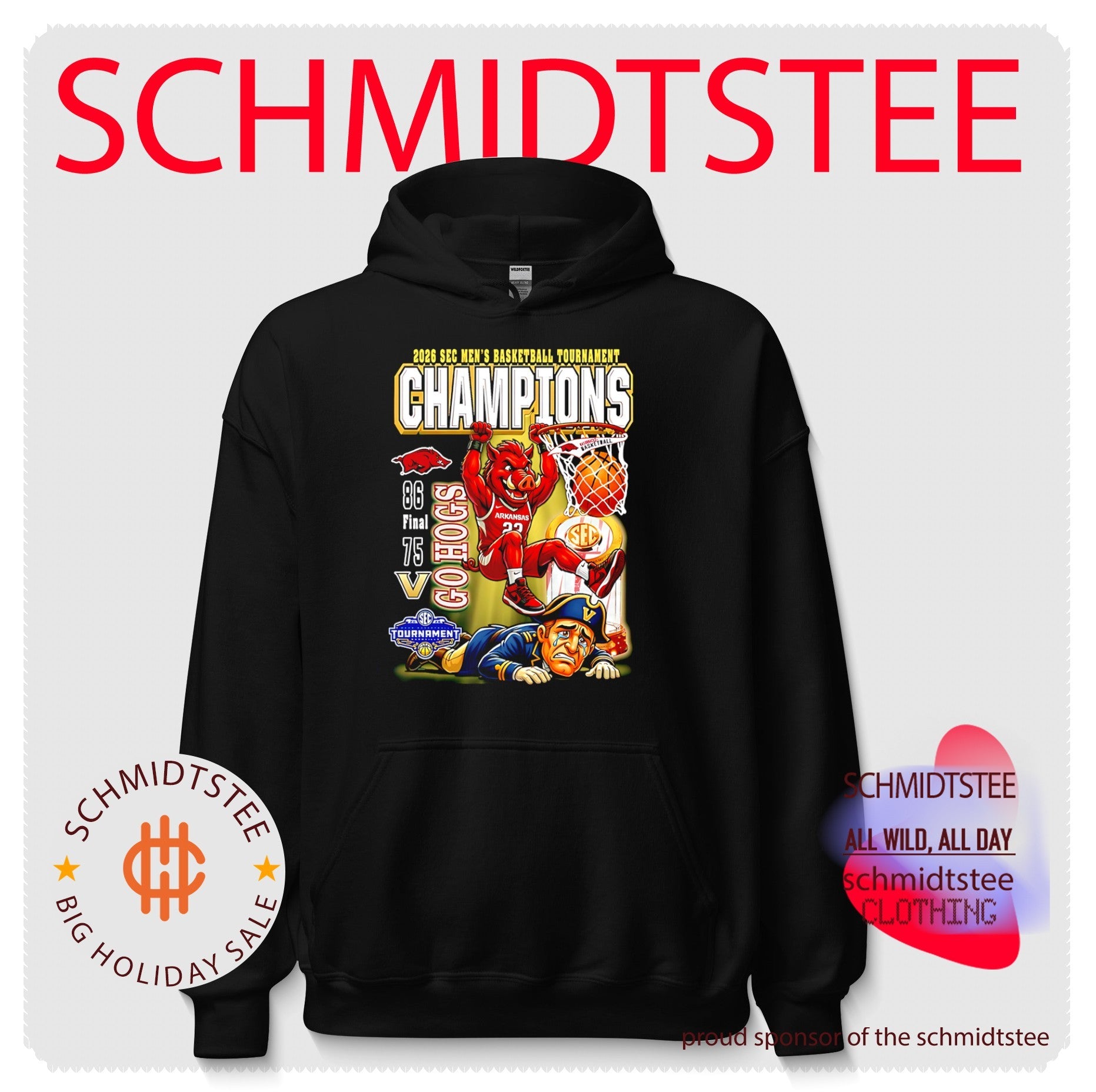 Arkansas Razorbacks beat Vanderbilt EC Mens Basketball Tournament Champions mascot shirt