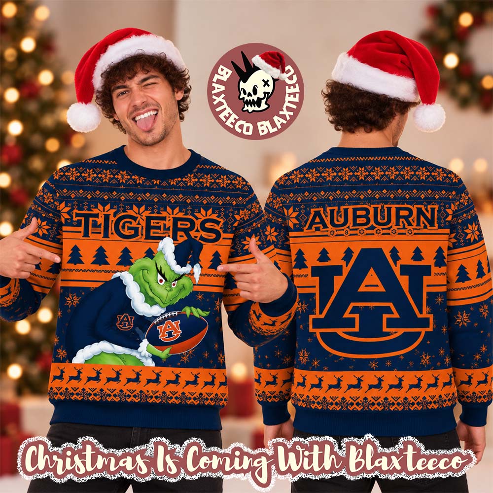 Auburn Tigers NCAA Grinch Stole The Ball Festive 2026 Christmas Ugly Sweater