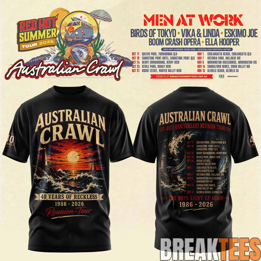 Australian Crawl – Red Hot Summer Tour 2026 3D T-Shirt