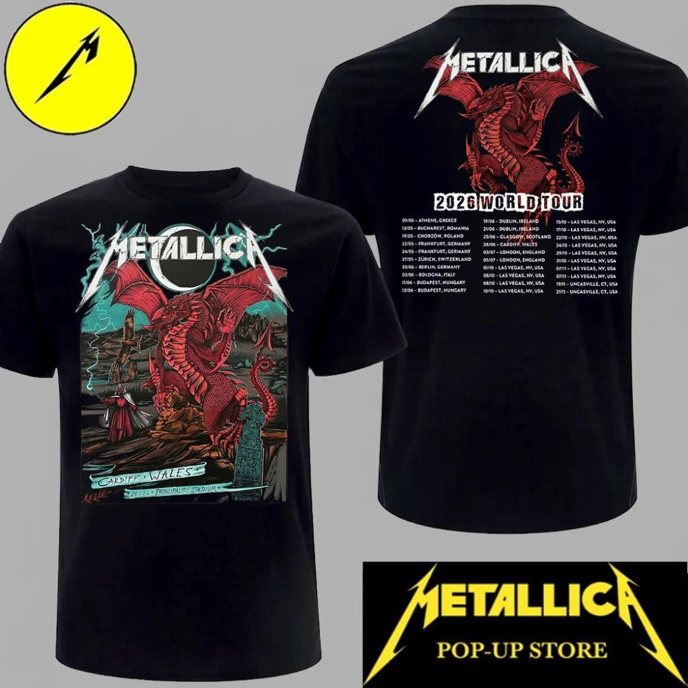 Authentic Metallica Dragon Design Tee Cardiff Principality Stadium