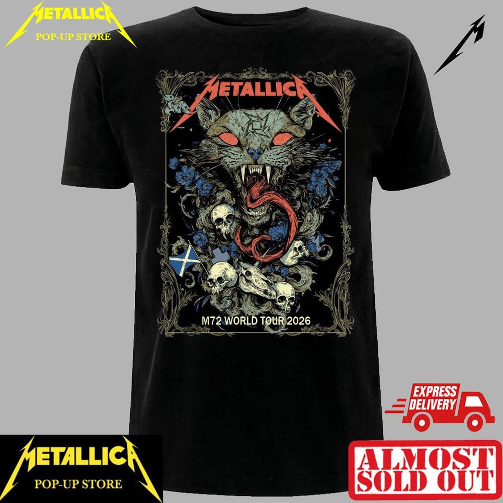 Authentic Metallica M72 World Wild Cat Edition Tour Glasgow 2026 Graphic Tee – Limited Supply
