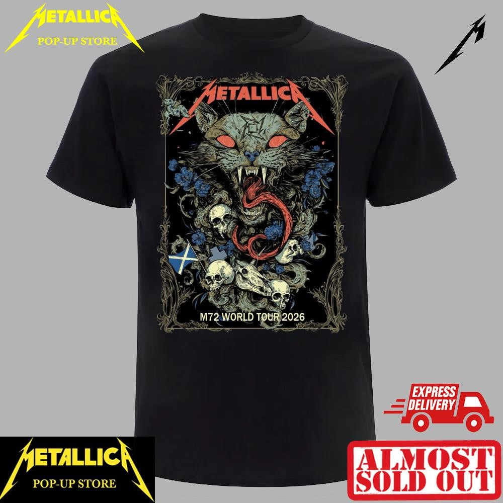 Authentic Metallica M72 World Wild Cat Edition Tour Glasgow 2026 Graphic Tee – Limited Supply