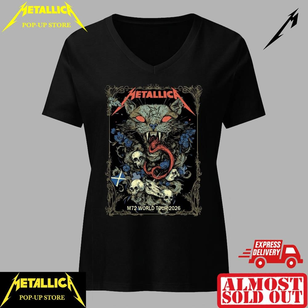 Authentic Metallica M72 World Wild Cat Edition Tour Glasgow 2026 Graphic Tee – Limited Supply