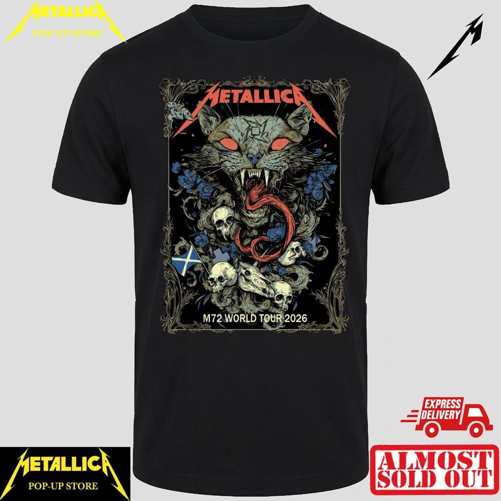 Authentic Metallica M72 World Wild Cat Edition Tour Glasgow 2026 Graphic Tee – Limited Supply